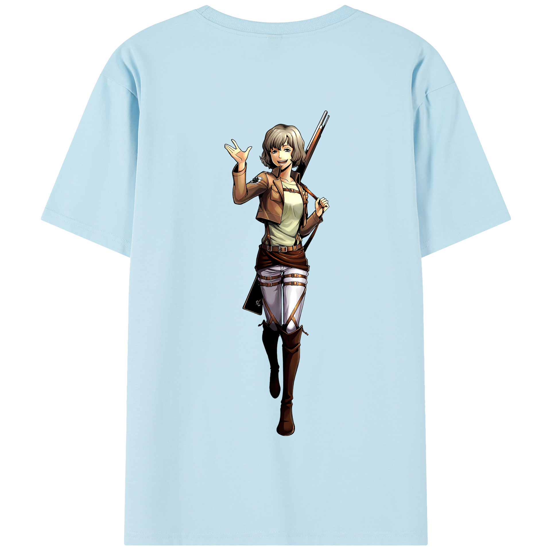 （画像用） 進撃の巨人 ヒツチ Attack on Titan Hitch 綿100％半袖Tシャツ（背面プリント）